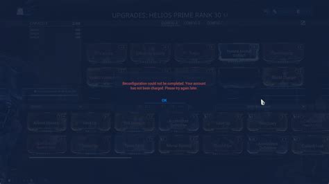 warframe reconfiguration could not be completed|Reconfiguration could not be completed. Your account has not .